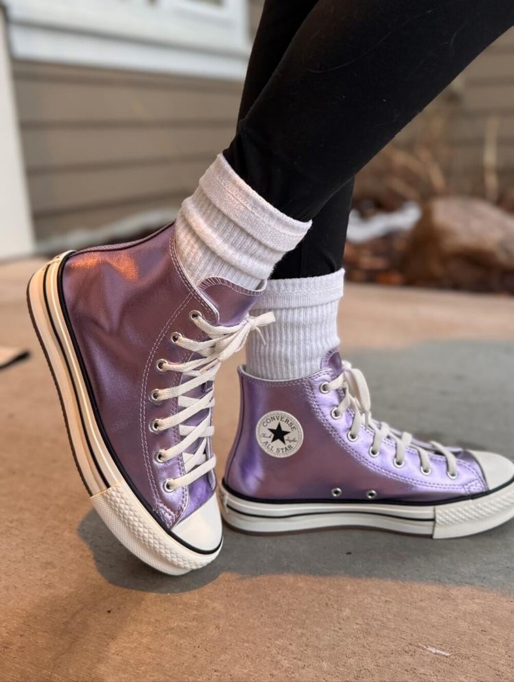 Converse Metallic Purple High Top Sneakers!.
